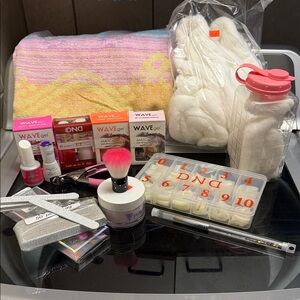 Nail Art Kit with Pink and White Accessories